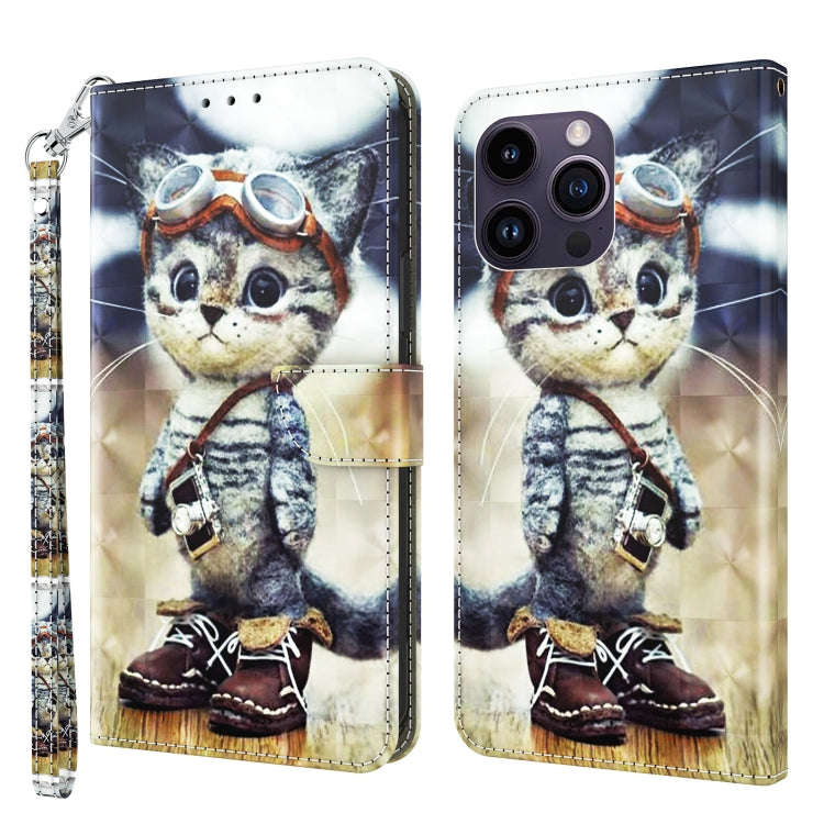 For iPhone 15 Pro Max 3D Painted Leather Phone Case(Naughty Cat) - HoMEdemic™ 