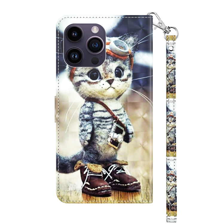 For iPhone 15 Pro Max 3D Painted Leather Phone Case(Naughty Cat) - HoMEdemic™ 