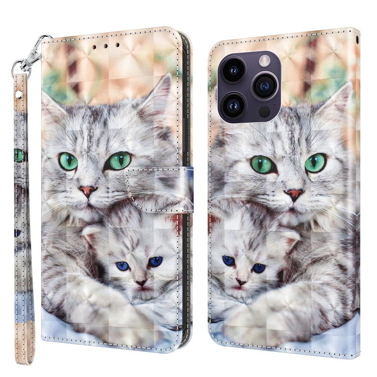 For iPhone 15 Pro Max 3D Painted Leather Phone Case(Two Loving Cats) - HoMEdemic™ 