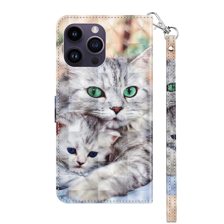 For iPhone 15 Pro Max 3D Painted Leather Phone Case(Two Loving Cats) - HoMEdemic™ 