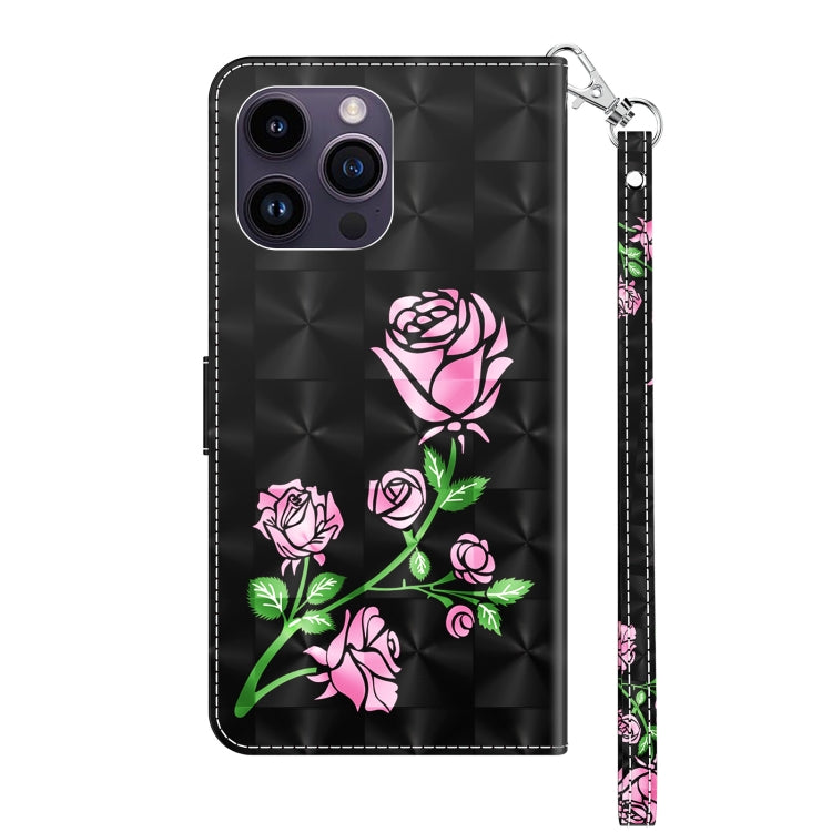For iPhone 15 Pro Max 3D Painted Leather Phone Case(Rose) - HoMEdemic™ 