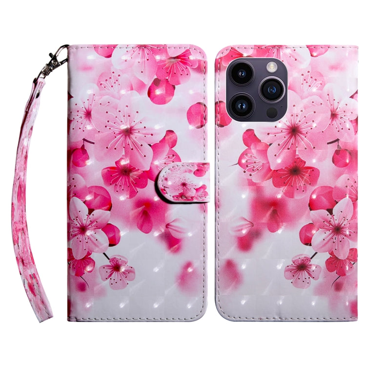 For iPhone 15 Pro Max 3D Painted Leather Phone Case(Red Flower) - HoMEdemic™ 