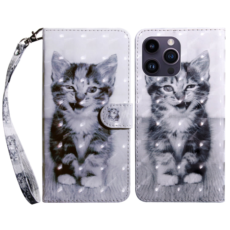 For iPhone 15 Pro Max 3D Painted Leather Phone Case(Smile Cat) - HoMEdemic™ 
