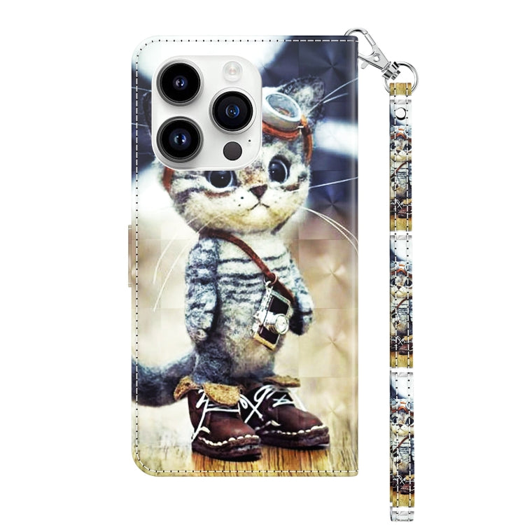 For iPhone 15 Pro 3D Painted Leather Phone Case(Naughty Cat) - HoMEdemic™ 