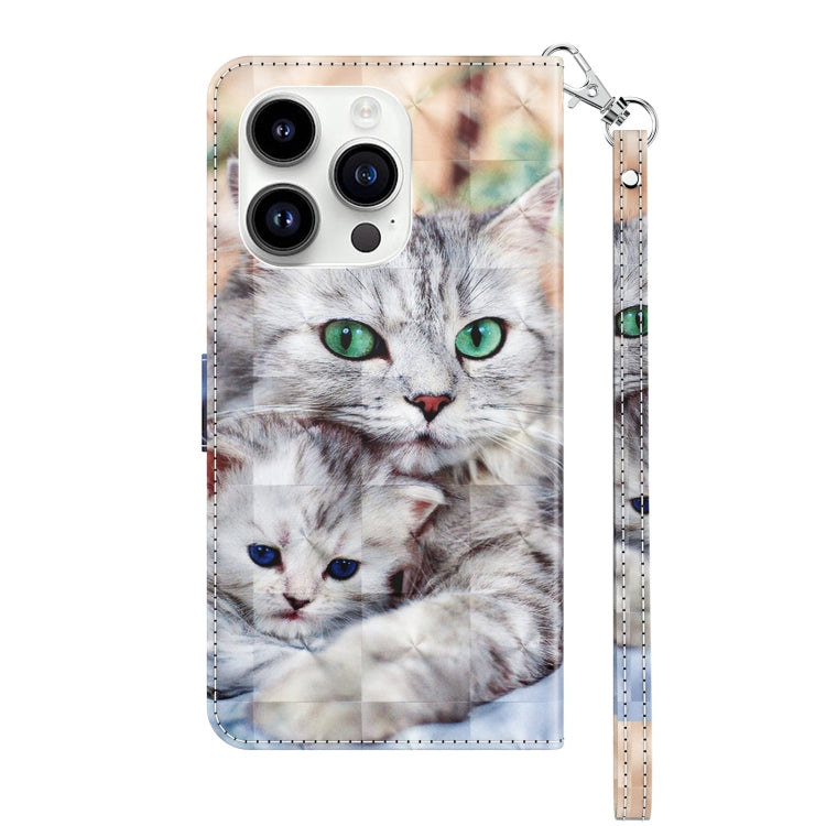 For iPhone 15 Pro 3D Painted Leather Phone Case(Two Loving Cats) - HoMEdemic™ 