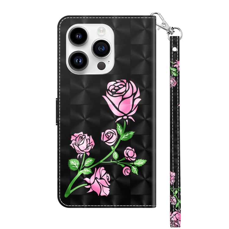 For iPhone 15 Pro 3D Painted Leather Phone Case(Rose) - HoMEdemic™ 
