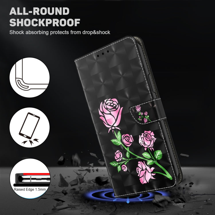 For iPhone 15 Pro 3D Painted Leather Phone Case(Rose) - HoMEdemic™ 