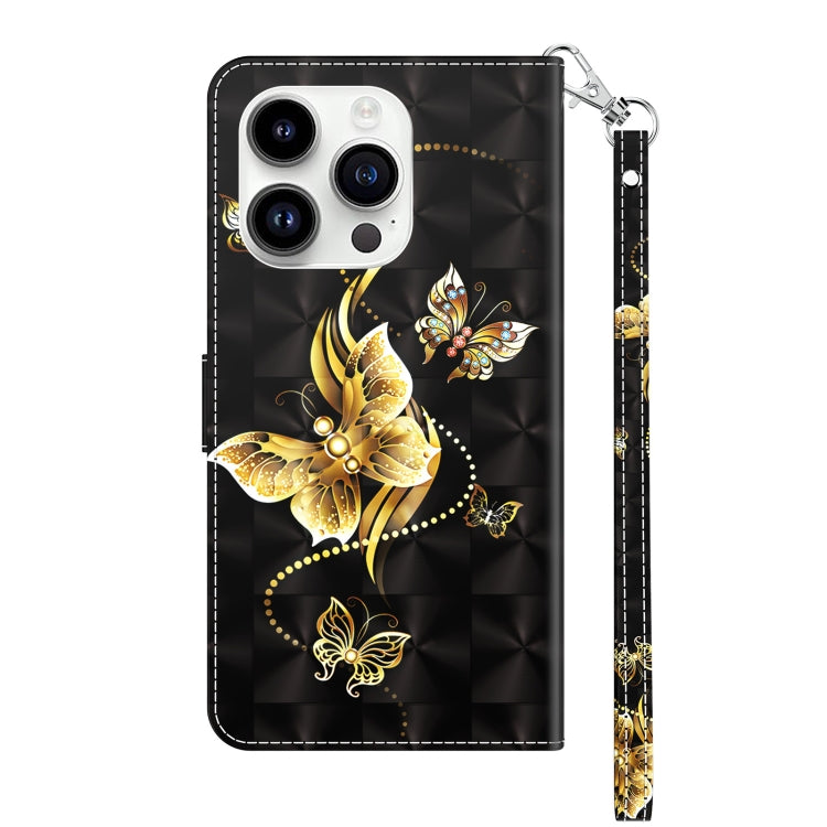 For iPhone 15 Pro 3D Painted Leather Phone Case(Golden Swallow Butterfly) - HoMEdemic™ 