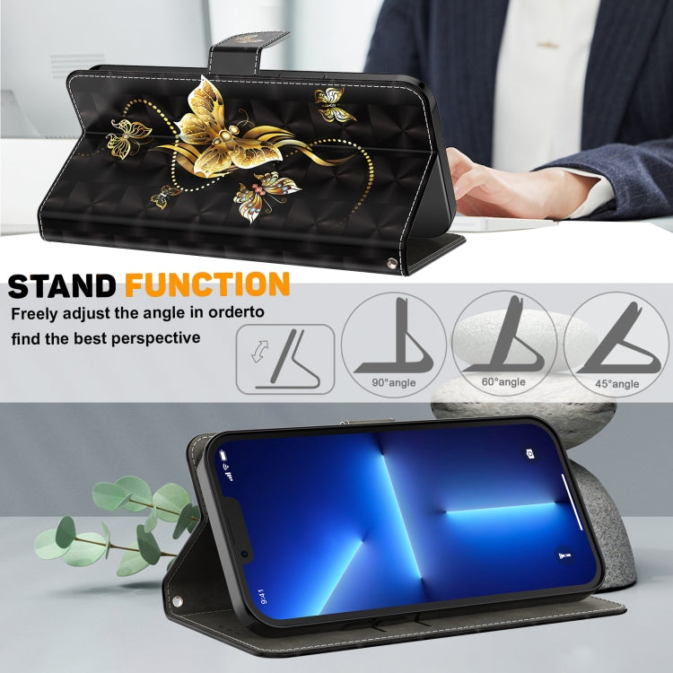 For iPhone 15 Pro 3D Painted Leather Phone Case(Golden Swallow Butterfly) - HoMEdemic™ 