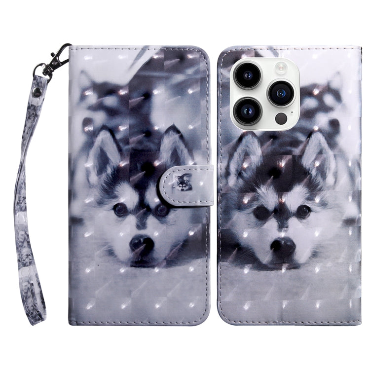 For iPhone 15 Pro 3D Painted Leather Phone Case(Husky) - HoMEdemic™ 