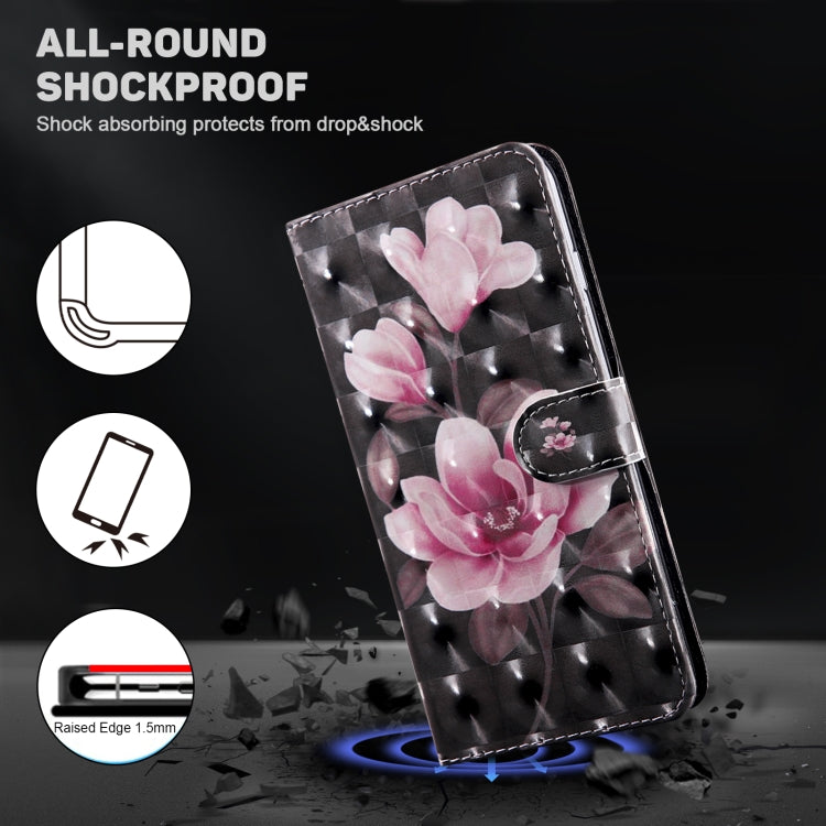 For iPhone 15 Pro 3D Painted Leather Phone Case(Pink Flower) - HoMEdemic™ 