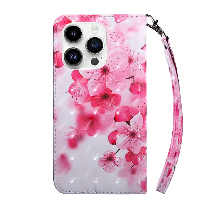 For iPhone 15 Pro 3D Painted Leather Phone Case(Red Flower) - HoMEdemic™ 