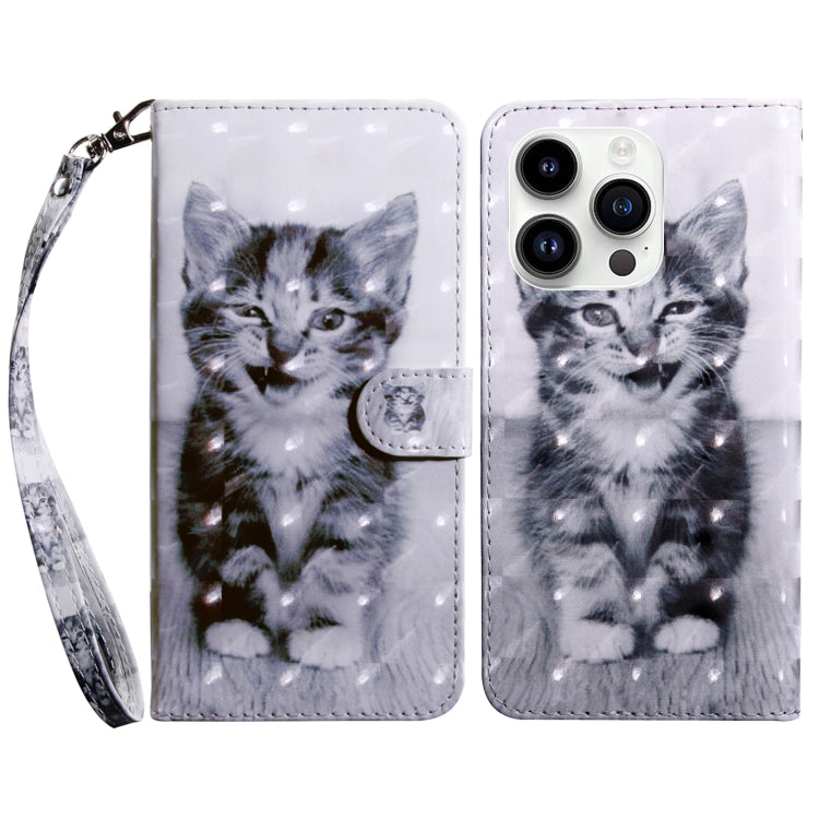 For iPhone 15 Pro 3D Painted Leather Phone Case(Smile Cat) - HoMEdemic™ 