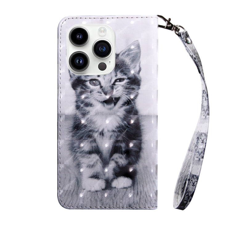 For iPhone 15 Pro 3D Painted Leather Phone Case(Smile Cat) - HoMEdemic™ 