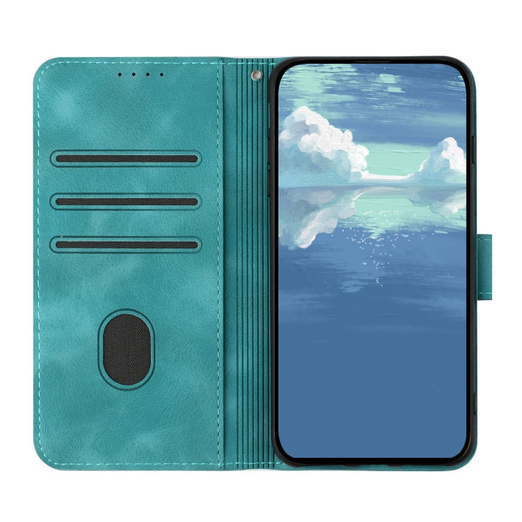 For iPhone 15 Pro Max Line Pattern Skin Feel Leather Phone Case(Light Blue) - HoMEdemic™ 