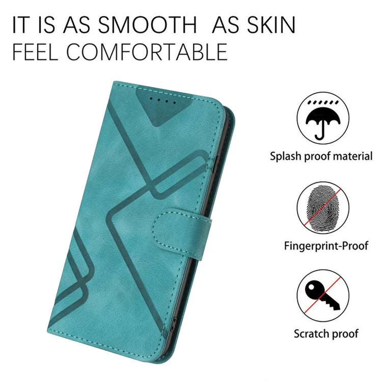 For iPhone 15 Pro Max Line Pattern Skin Feel Leather Phone Case(Light Blue) - HoMEdemic™ 
