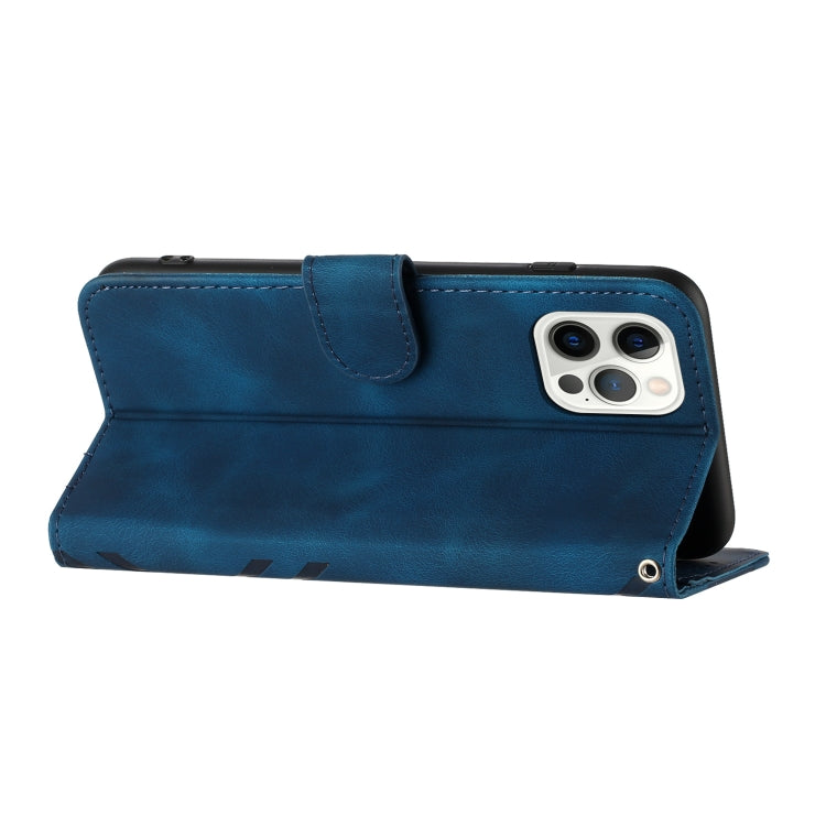 For iPhone 15 Pro Max Line Pattern Skin Feel Leather Phone Case(Royal Blue) - HoMEdemic™ 