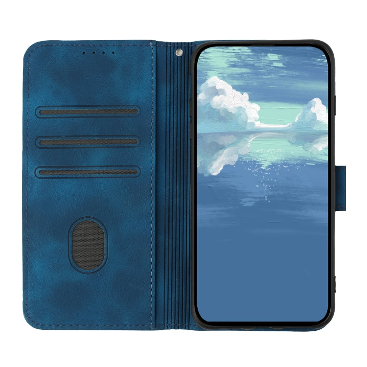 For iPhone 15 Pro Max Line Pattern Skin Feel Leather Phone Case(Royal Blue) - HoMEdemic™ 