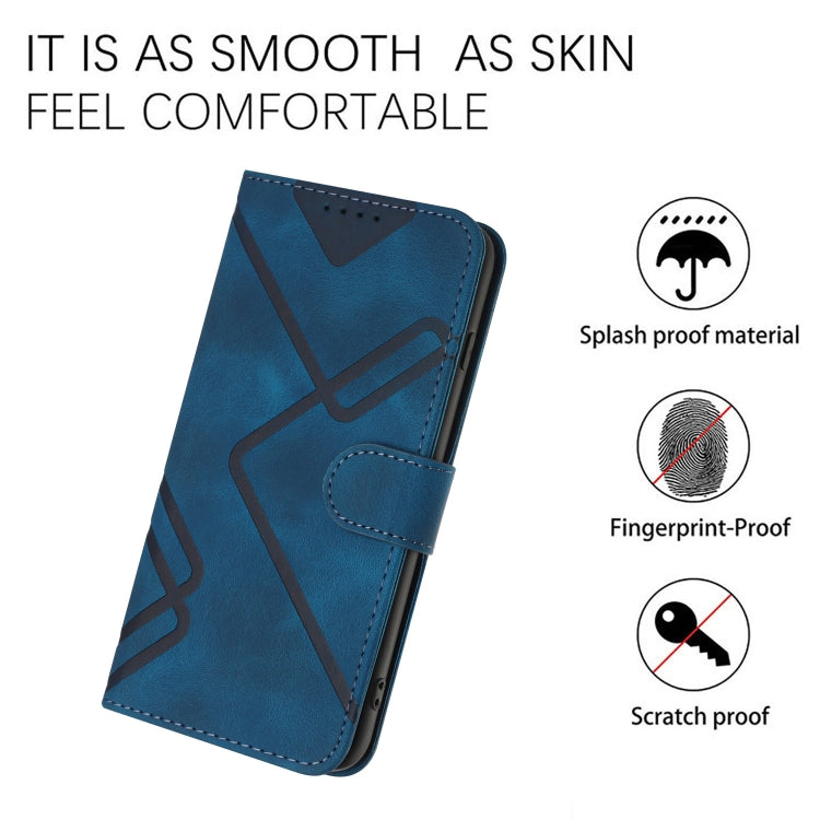 For iPhone 15 Pro Max Line Pattern Skin Feel Leather Phone Case(Royal Blue) - HoMEdemic™ 