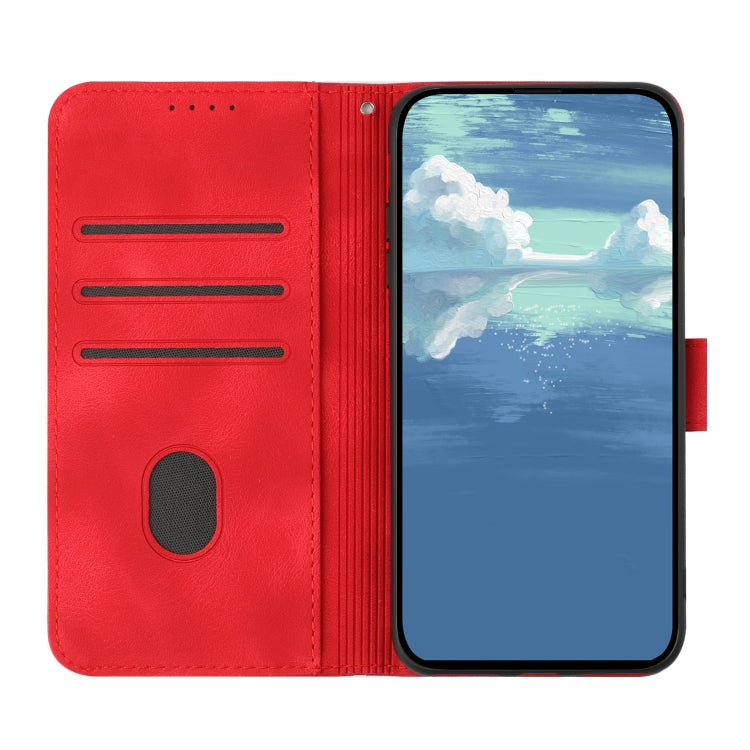 For iPhone 15 Pro Line Pattern Skin Feel Leather Phone Case(Red) - HoMEdemic™ 