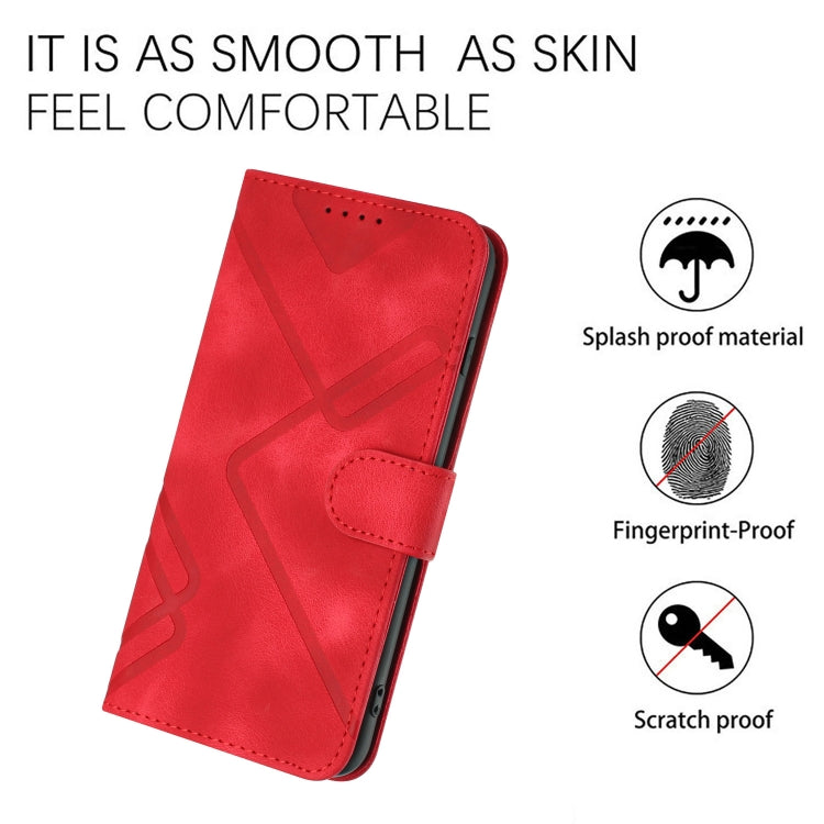 For iPhone 15 Pro Line Pattern Skin Feel Leather Phone Case(Red) - HoMEdemic™ 