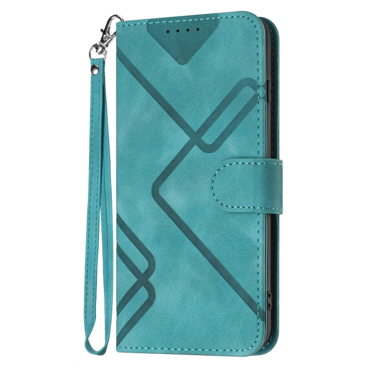 For iPhone 15 Pro Line Pattern Skin Feel Leather Phone Case(Light Blue) - HoMEdemic™ 