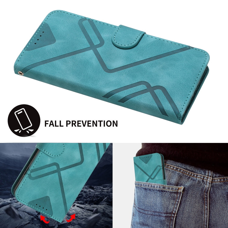 For iPhone 15 Pro Line Pattern Skin Feel Leather Phone Case(Light Blue) - HoMEdemic™ 