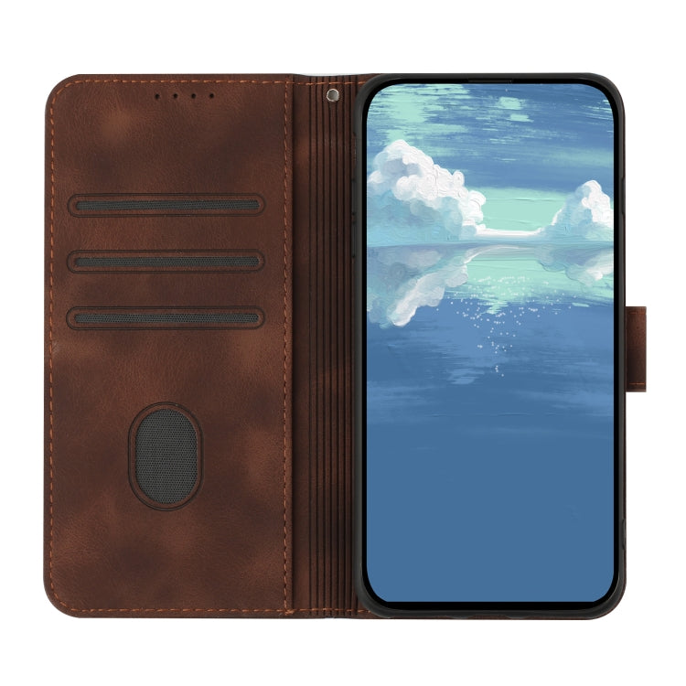 For iPhone 15 Pro Line Pattern Skin Feel Leather Phone Case(Coffee) - HoMEdemic™ 
