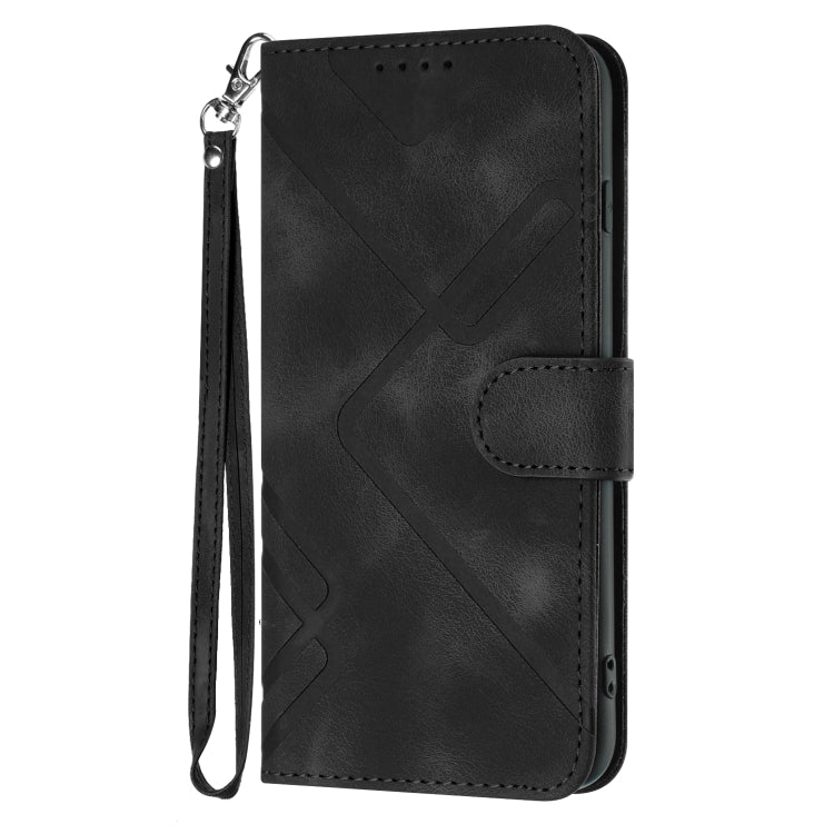 For iPhone 15 Pro Line Pattern Skin Feel Leather Phone Case(Black) - HoMEdemic™ 
