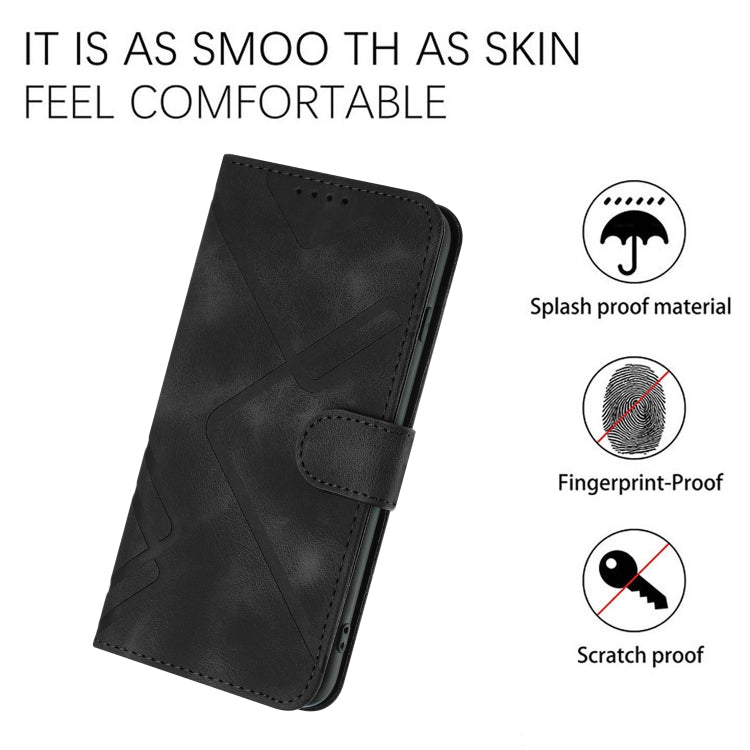 For iPhone 15 Pro Line Pattern Skin Feel Leather Phone Case(Black) - HoMEdemic™ 