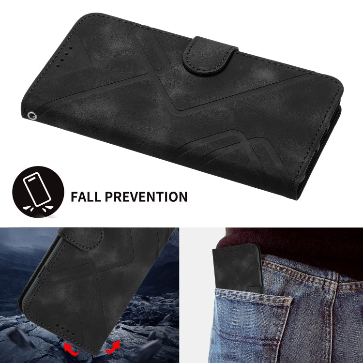 For iPhone 15 Pro Line Pattern Skin Feel Leather Phone Case(Black) - HoMEdemic™ 