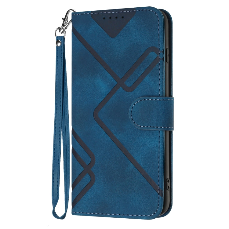 For iPhone 15 Pro Line Pattern Skin Feel Leather Phone Case(Royal Blue) - HoMEdemic™ 