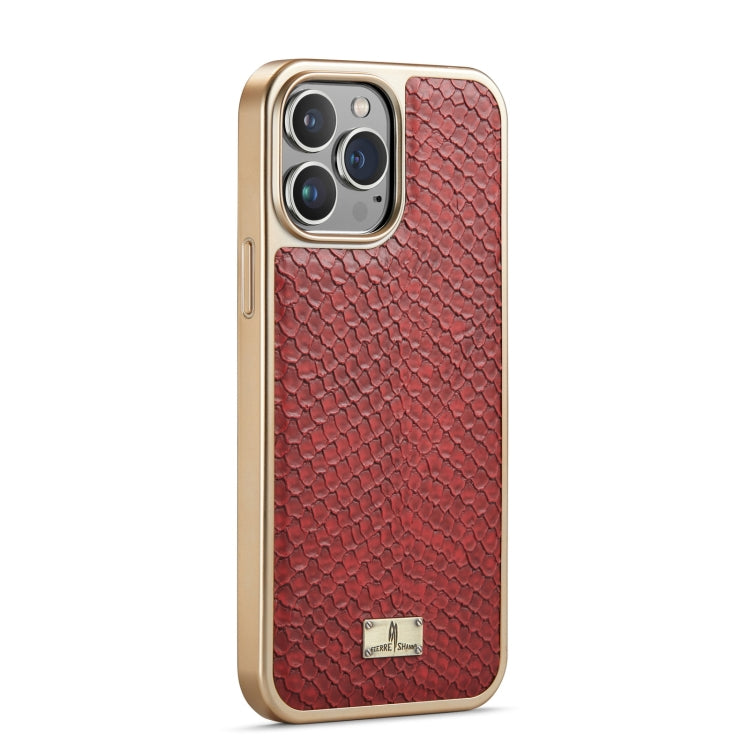 For iPhone 15 Pro Fierre Shann Snake Texture Electroplating PU Phone Case(Red) - HoMEdemic™ 