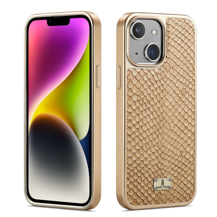 For iPhone 14 Fierre Shann Snake Texture Electroplating PU Phone Case(White) - HoMEdemic™ 