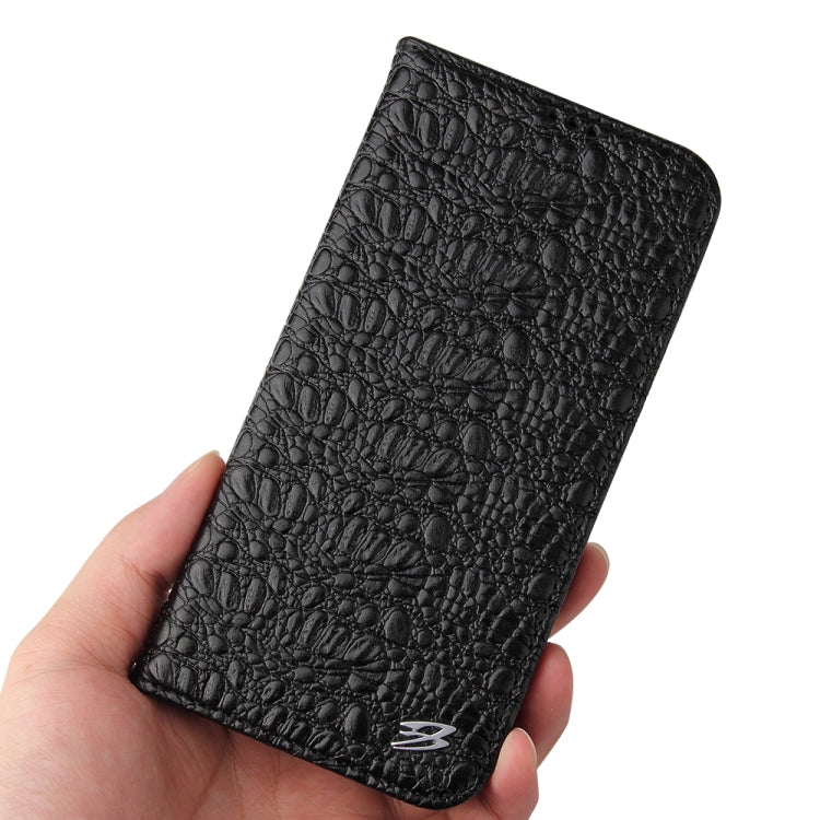 For iPhone 14 Pro Fierre Shann Crocodile Texture Magnetic Genuine Leather Phone Case(Black) - HoMEdemic™ 