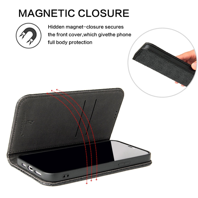 For iPhone 14 Pro Fierre Shann Crocodile Texture Magnetic Genuine Leather Phone Case(Black) - HoMEdemic™ 
