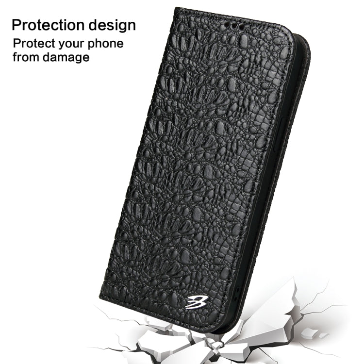 For iPhone 14 Pro Fierre Shann Crocodile Texture Magnetic Genuine Leather Phone Case(Black) - HoMEdemic™ 