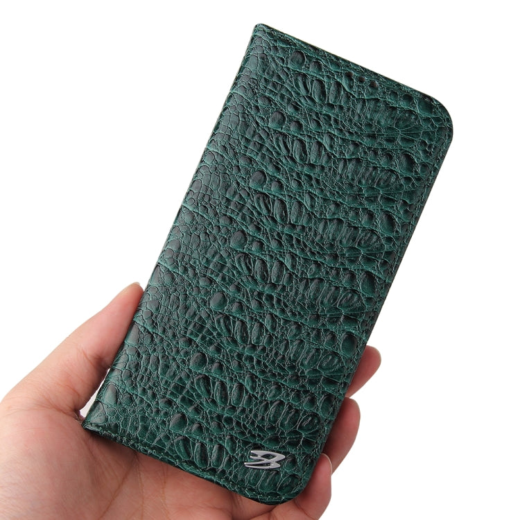 For iPhone 14 Pro Fierre Shann Crocodile Texture Magnetic Genuine Leather Phone Case(Green) - HoMEdemic™ 