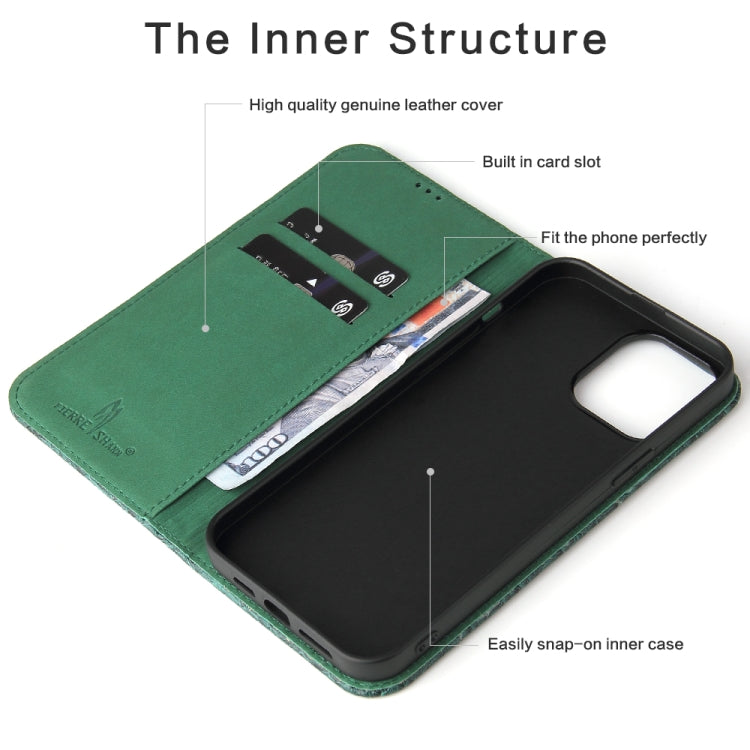 For iPhone 14 Pro Fierre Shann Crocodile Texture Magnetic Genuine Leather Phone Case(Green) - HoMEdemic™ 