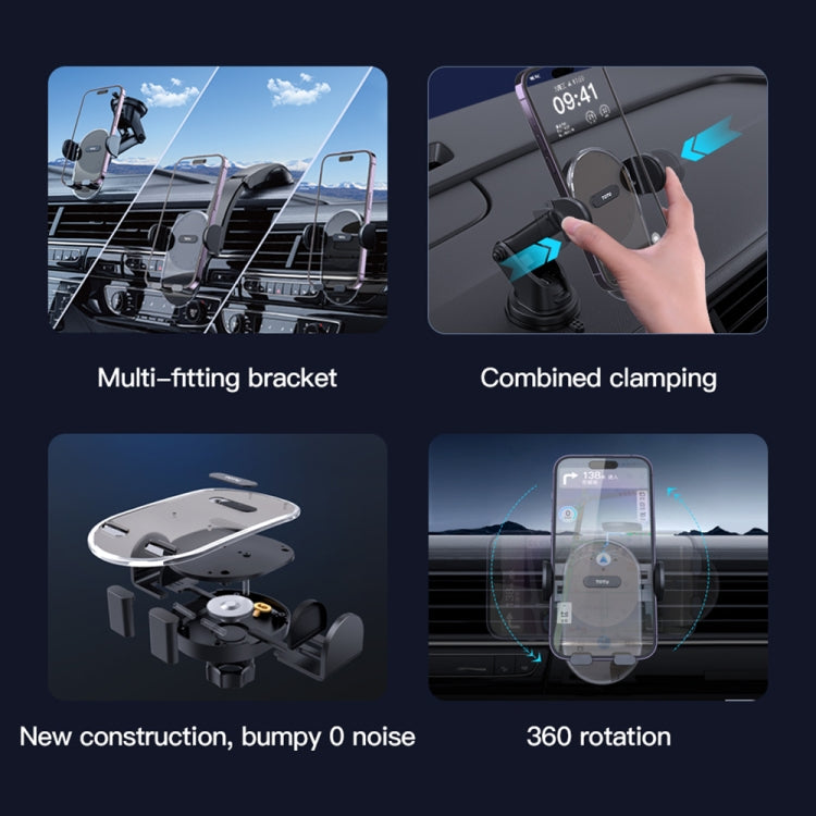 TOTU DCTS-019 Ming Series Car Holder, Suction Cup Version(Translucent Black) - HoMEdemic™ 