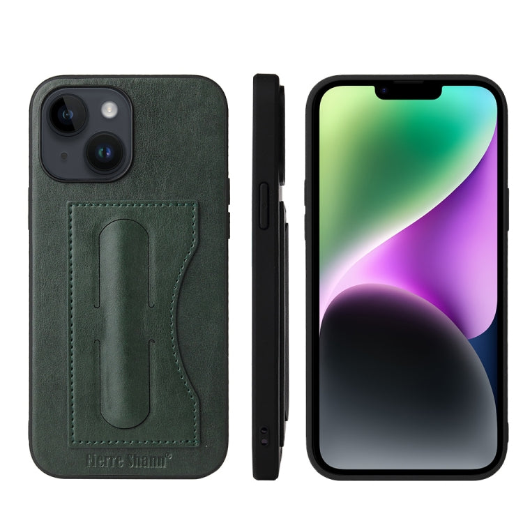 For iPhone 15 Plus Fierre Shann Holder Back Cover PU Phone Case(Green) - HoMEdemic™ 