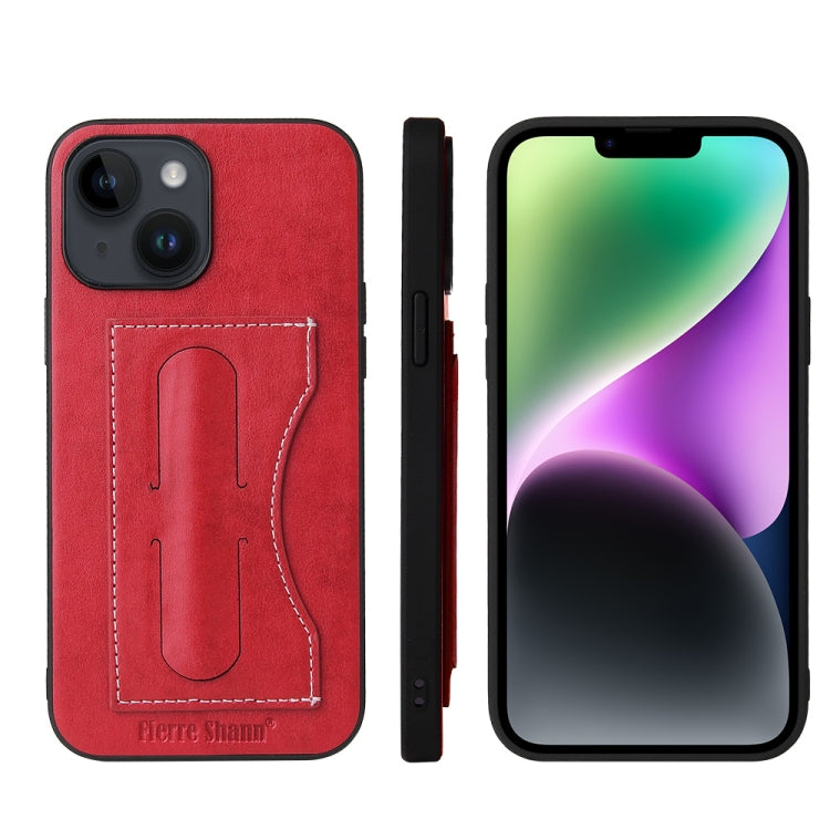 For iPhone 15 Fierre Shann Holder Back Cover PU Phone Case(Red) - HoMEdemic™ 