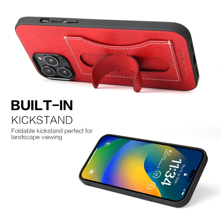 For iPhone 15 Fierre Shann Holder Back Cover PU Phone Case(Red) - HoMEdemic™ 