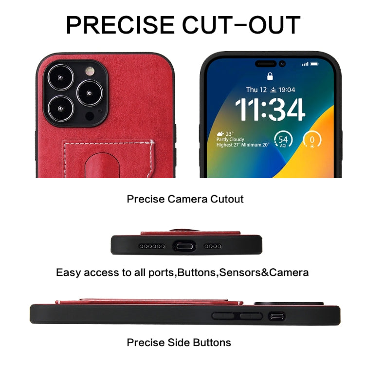 For iPhone 15 Fierre Shann Holder Back Cover PU Phone Case(Red) - HoMEdemic™ 