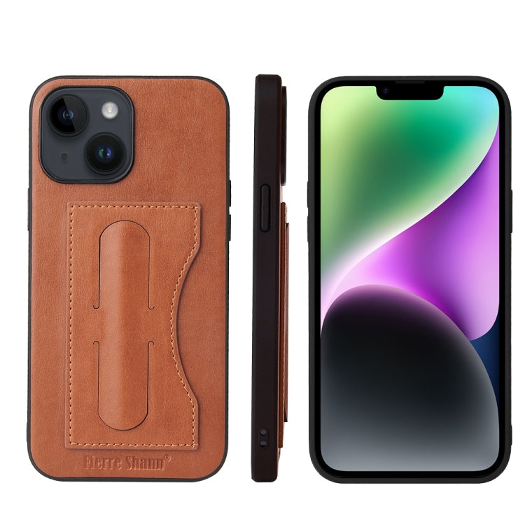 For iPhone 15 Fierre Shann Holder Back Cover PU Phone Case(Brown) - HoMEdemic™ 