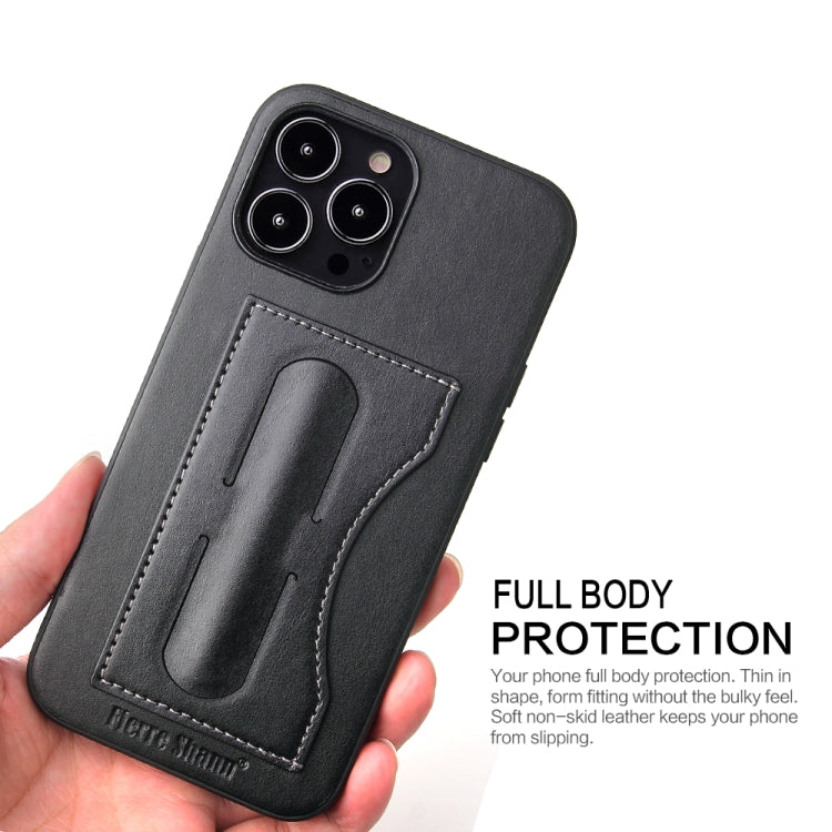 For iPhone 14 Fierre Shann Holder Back Cover PU Phone Case(Black) - HoMEdemic™ 