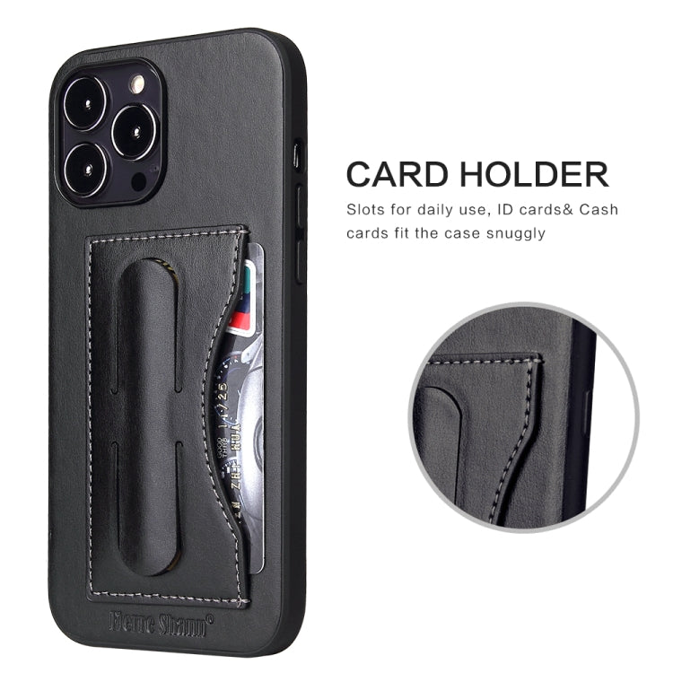For iPhone 14 Fierre Shann Holder Back Cover PU Phone Case(Black) - HoMEdemic™ 