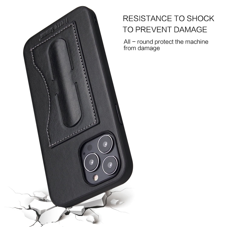 For iPhone 14 Fierre Shann Holder Back Cover PU Phone Case(Black) - HoMEdemic™ 