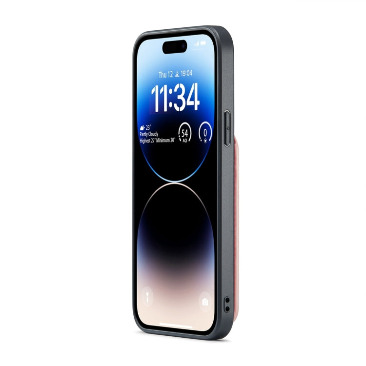 For iPhone 15 Pro Fierre Shann Crazy Horse Card Holder Back Cover PU Phone Case(Pink) - HoMEdemic™ 