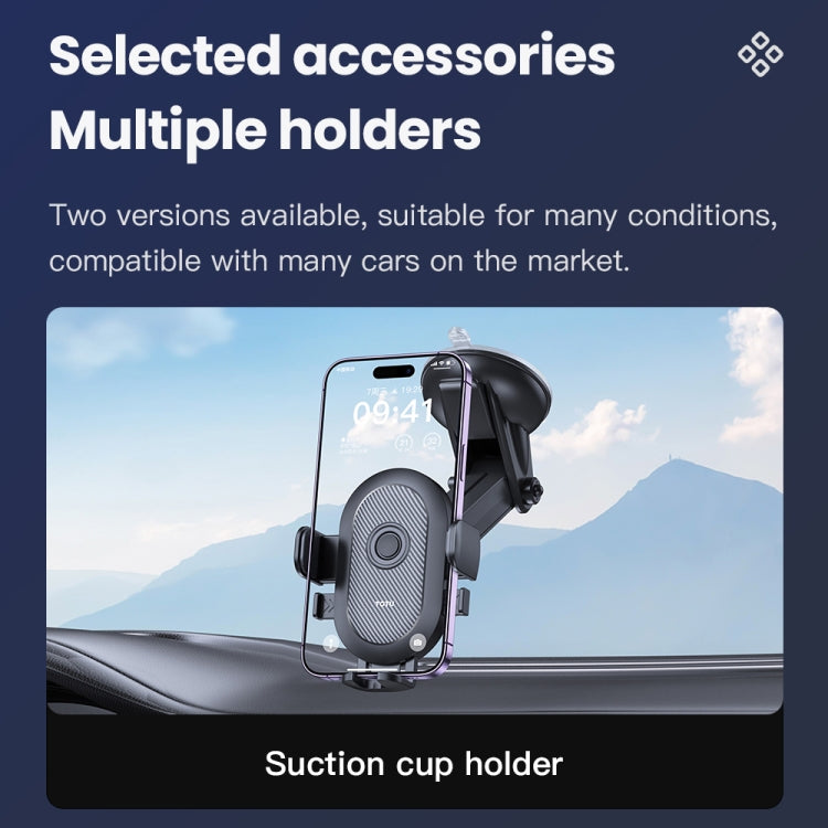 TOTU CH-3 Series One-Touch Locking Car Holder, Suction Cup Version(Black) - HoMEdemic™ 